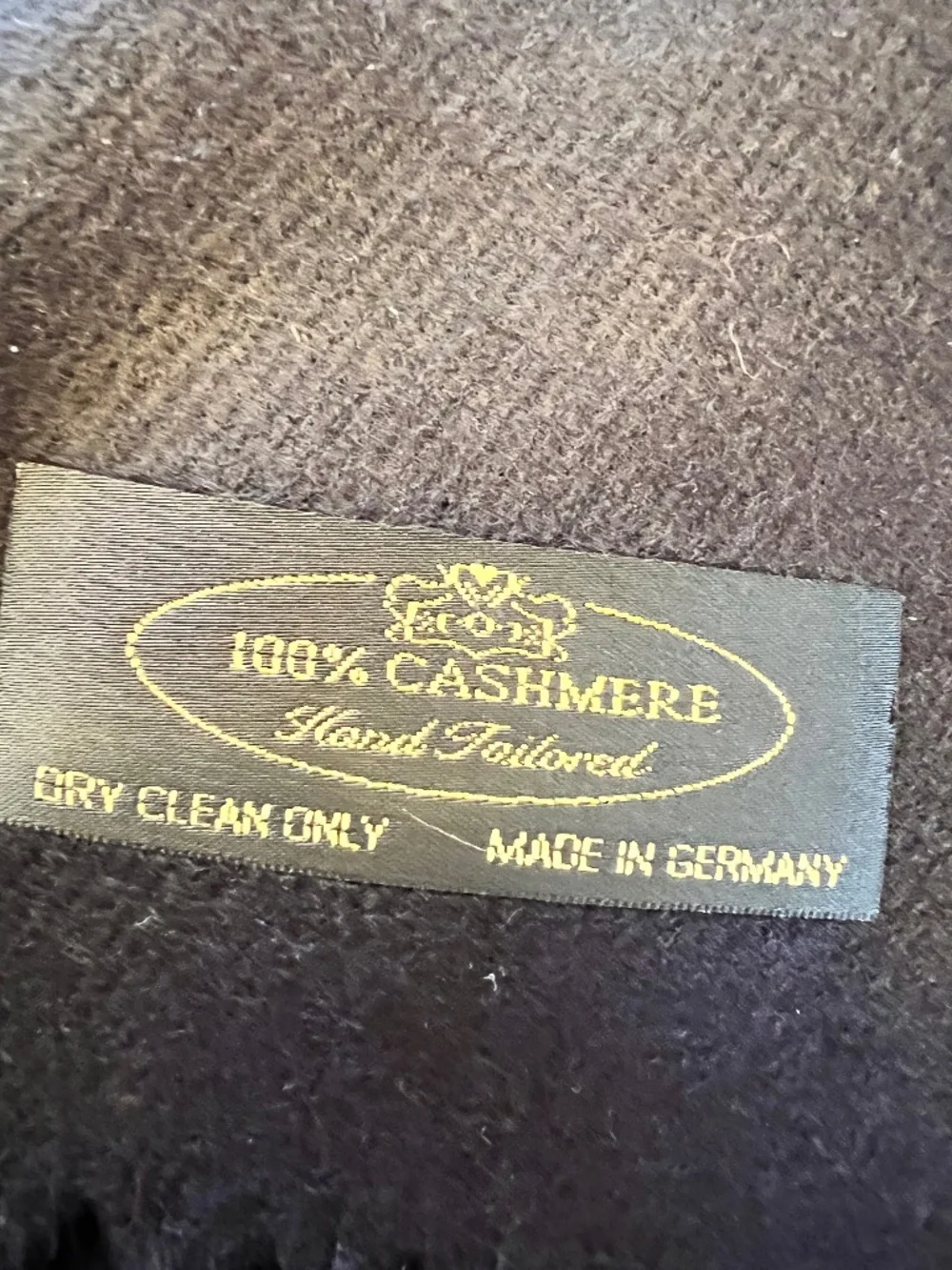 *FIRM PRICE* Cashmere Black Fringed Scarf Made in Germany